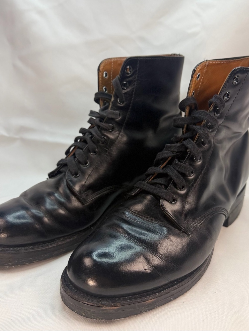 Vintage Canadian Police Service Black Leather Boots Size 8.5